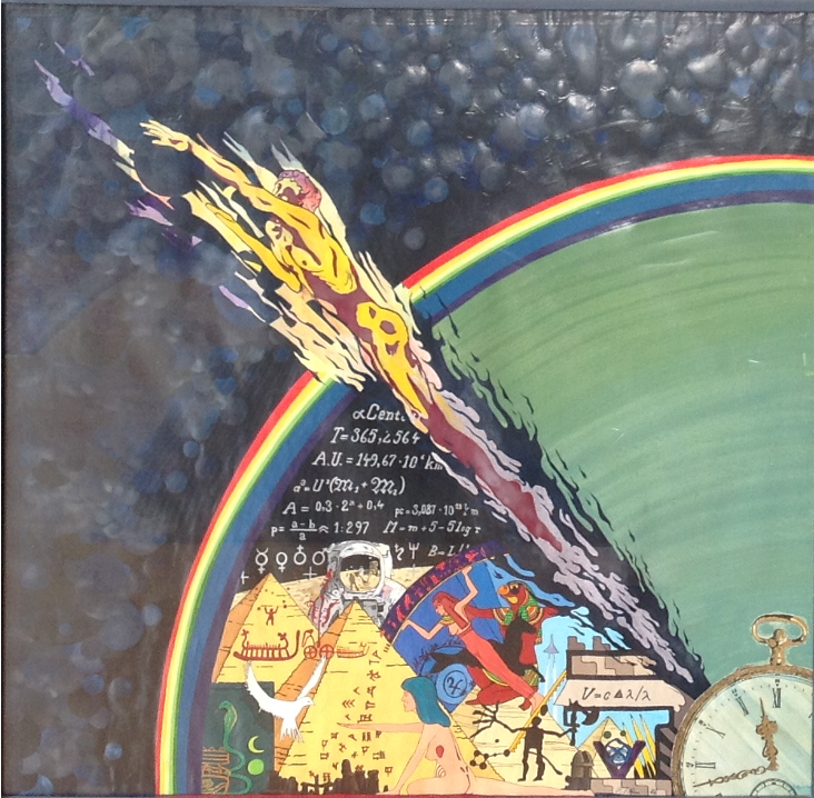 Ikarus, 1975, Lack auf Karton, 80 x 80 cm